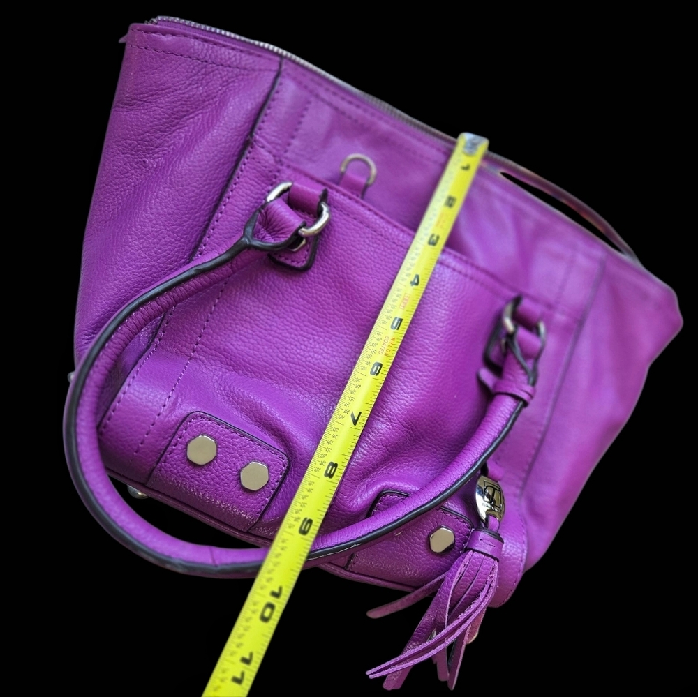 Tignello Pretty Leather Purple Women's Handbag. - Picture 3 of 12